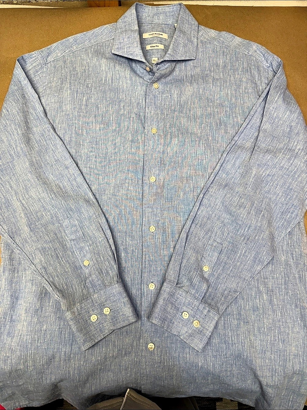 Isaac Mizrahi Linen Cotton Dress Shirt Size 16/32-33 Like New